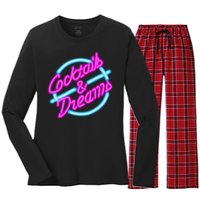 Cocktails And Dreams Retro 80s Women's Long Sleeve Flannel Pajama Set 