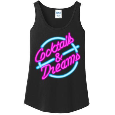 Cocktails And Dreams Retro 80s Ladies Essential Tank