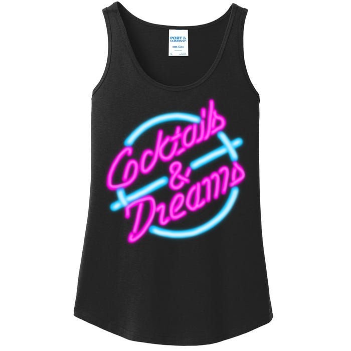 Cocktails And Dreams Retro 80s Ladies Essential Tank