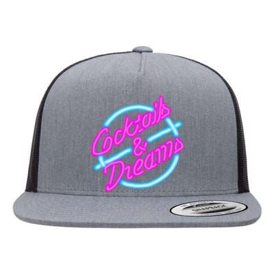 Cocktails And Dreams Retro 80s Flat Bill Trucker Hat