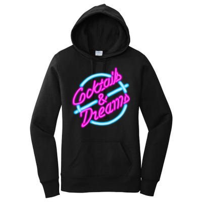 Cocktails And Dreams Retro 80s Women's Pullover Hoodie