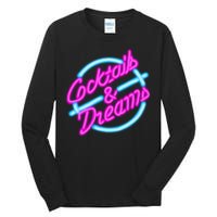 Cocktails And Dreams Retro 80s Tall Long Sleeve T-Shirt