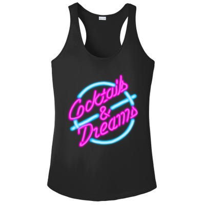 Cocktails And Dreams Retro 80s Ladies PosiCharge Competitor Racerback Tank