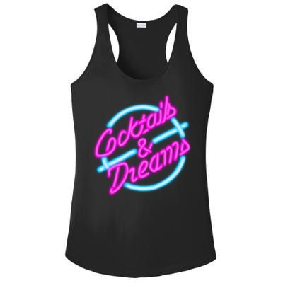 Cocktails And Dreams Retro 80s Ladies PosiCharge Competitor Racerback Tank