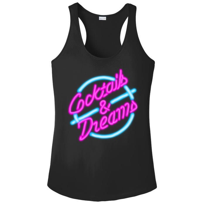 Cocktails And Dreams Retro 80s Ladies PosiCharge Competitor Racerback Tank