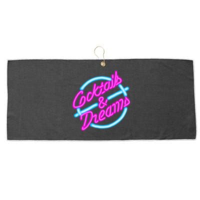 Cocktails And Dreams Retro 80s Large Microfiber Waffle Golf Towel