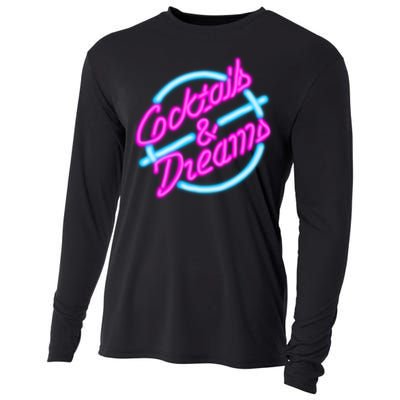 Cocktails And Dreams Retro 80s Cooling Performance Long Sleeve Crew