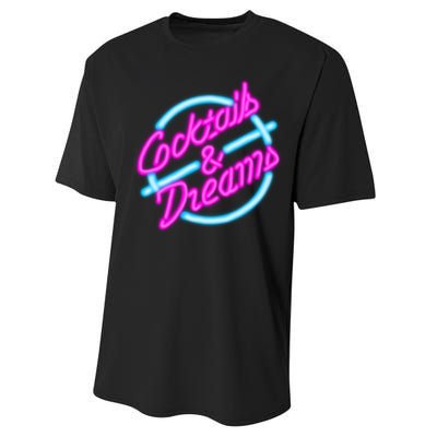 Cocktails And Dreams Retro 80s Performance Sprint T-Shirt