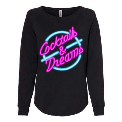 Cocktails And Dreams Retro 80s Womens California Wash Sweatshirt