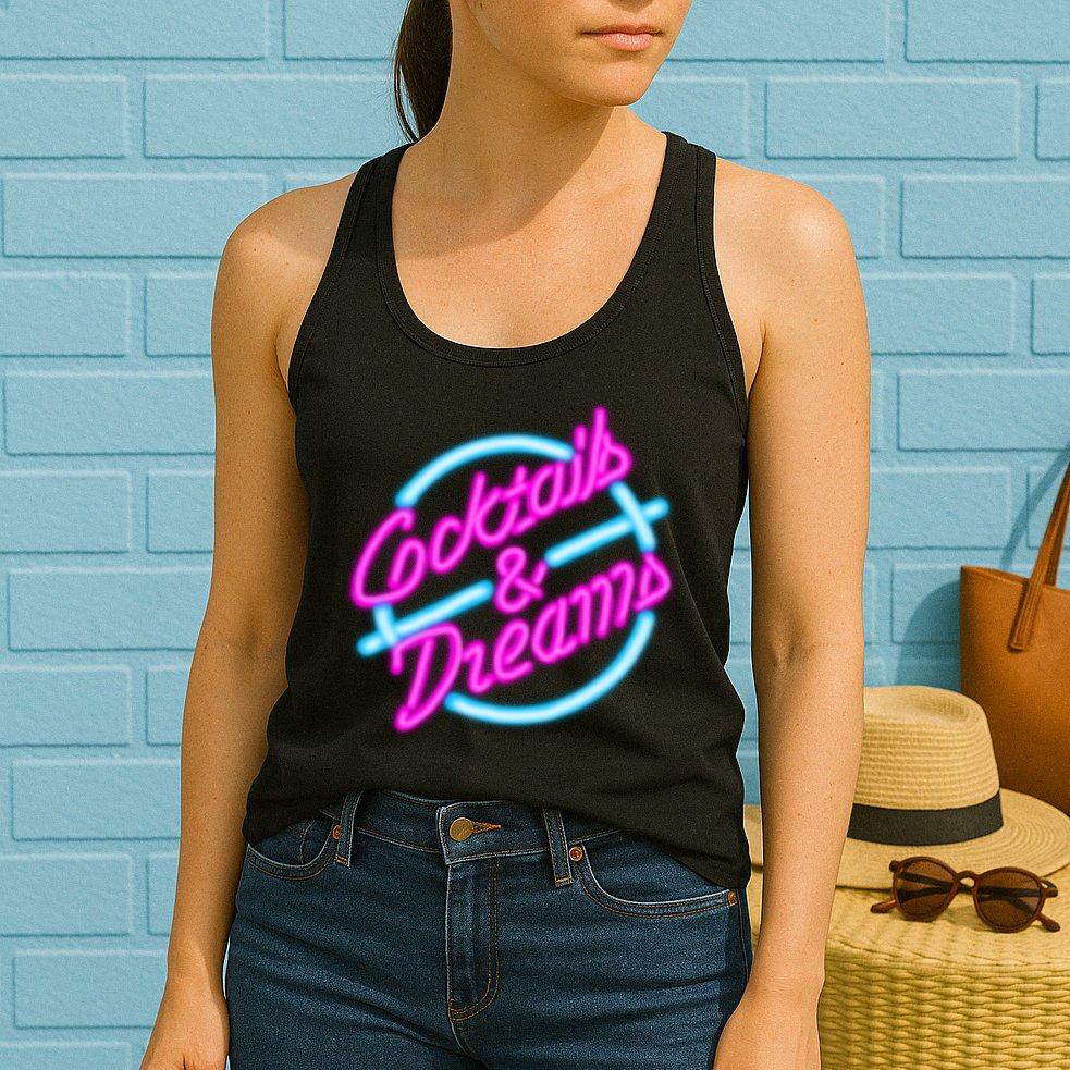 Cocktails And Dreams Retro 80s Womens Tank Top