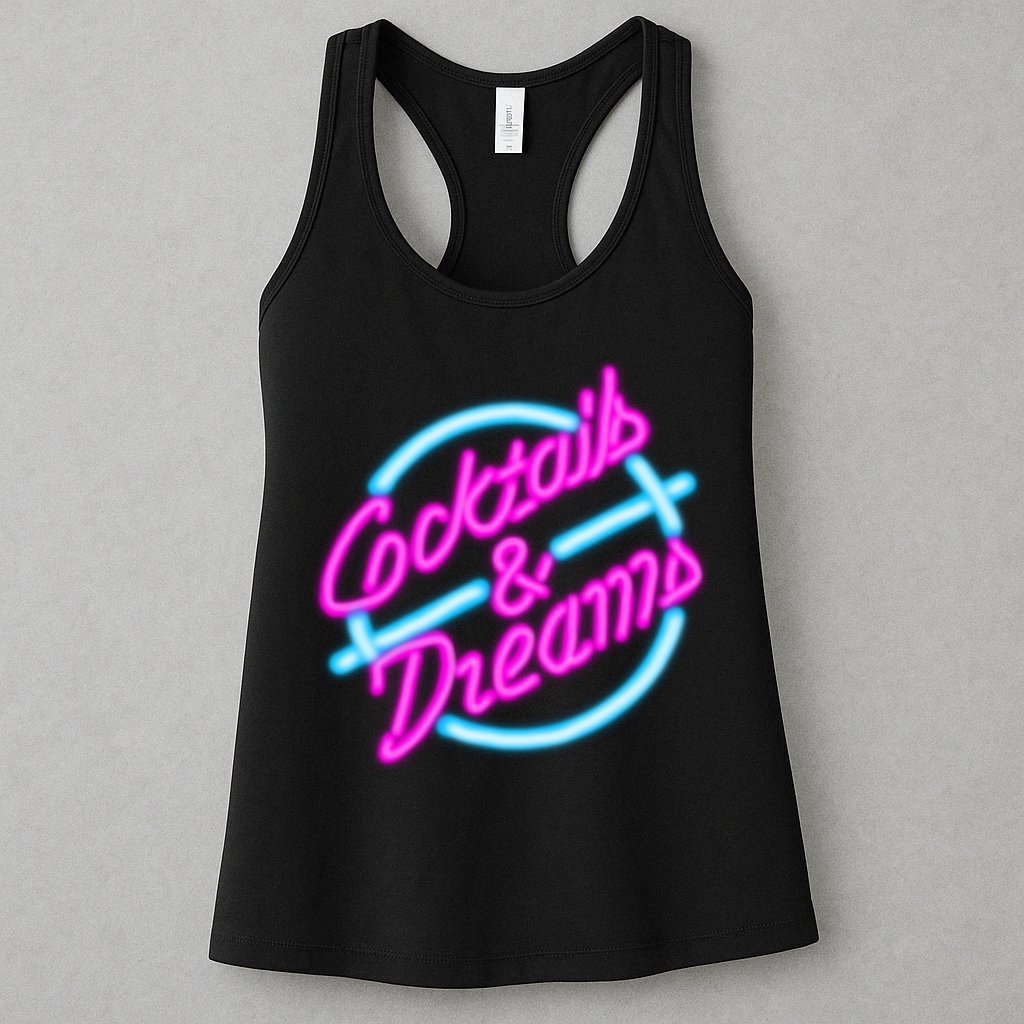 Cocktails And Dreams Retro 80s Womens Tank Top