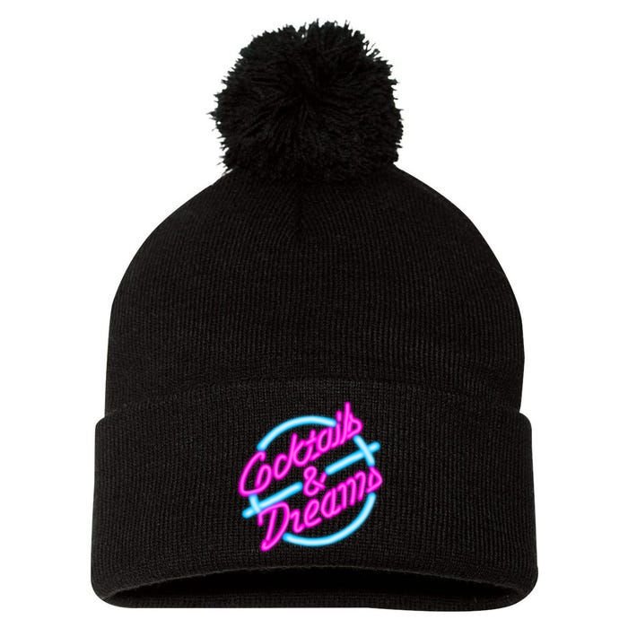 Cocktails And Dreams Retro 80s Pom Pom 12in Knit Beanie