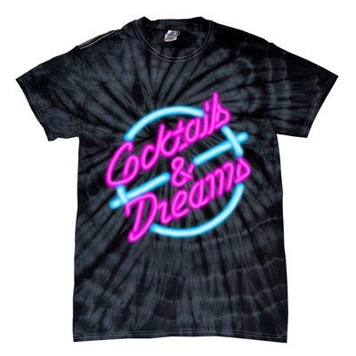 Cocktails And Dreams Retro 80s Tie-Dye T-Shirt