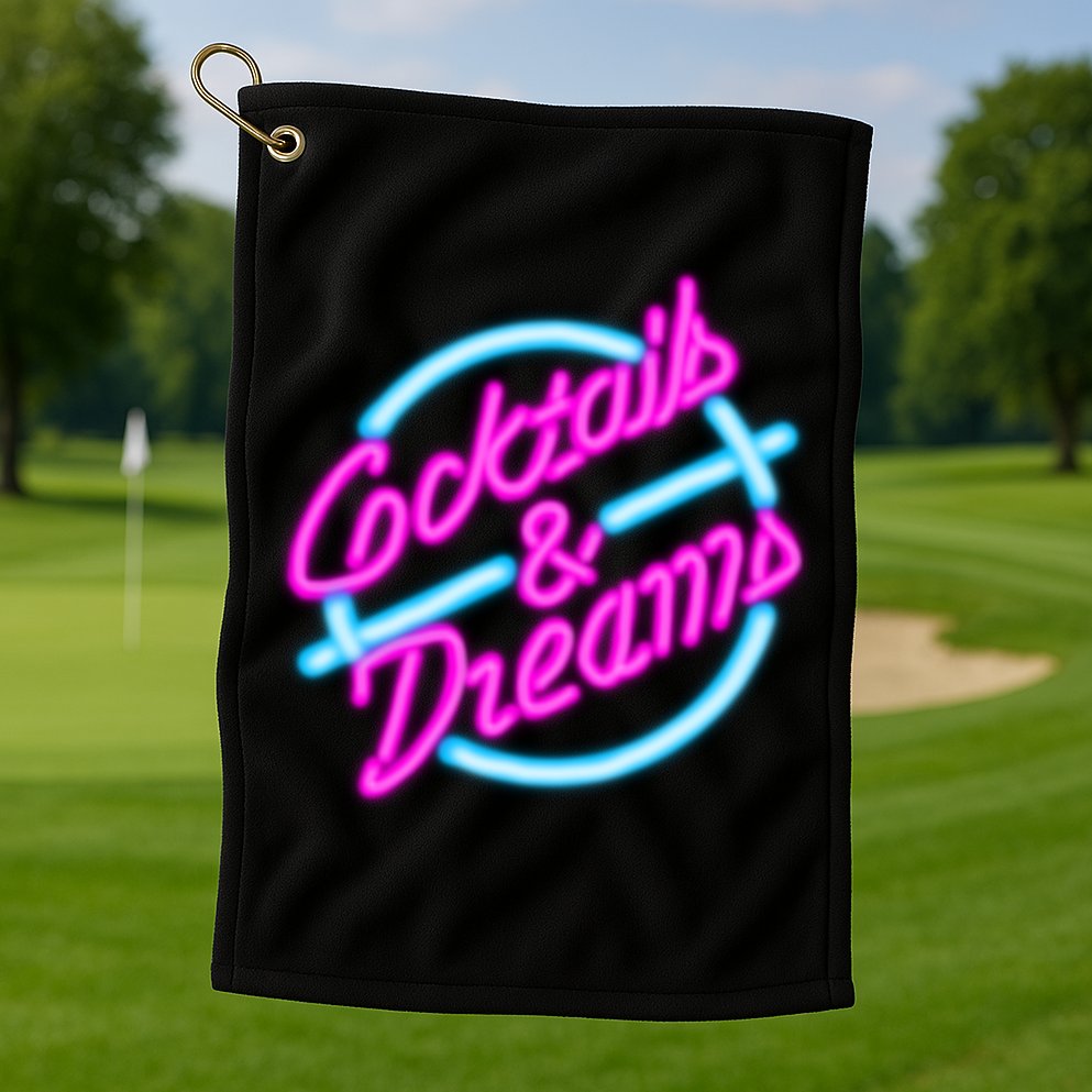 Cocktails And Dreams Retro 80s Golf Towel
