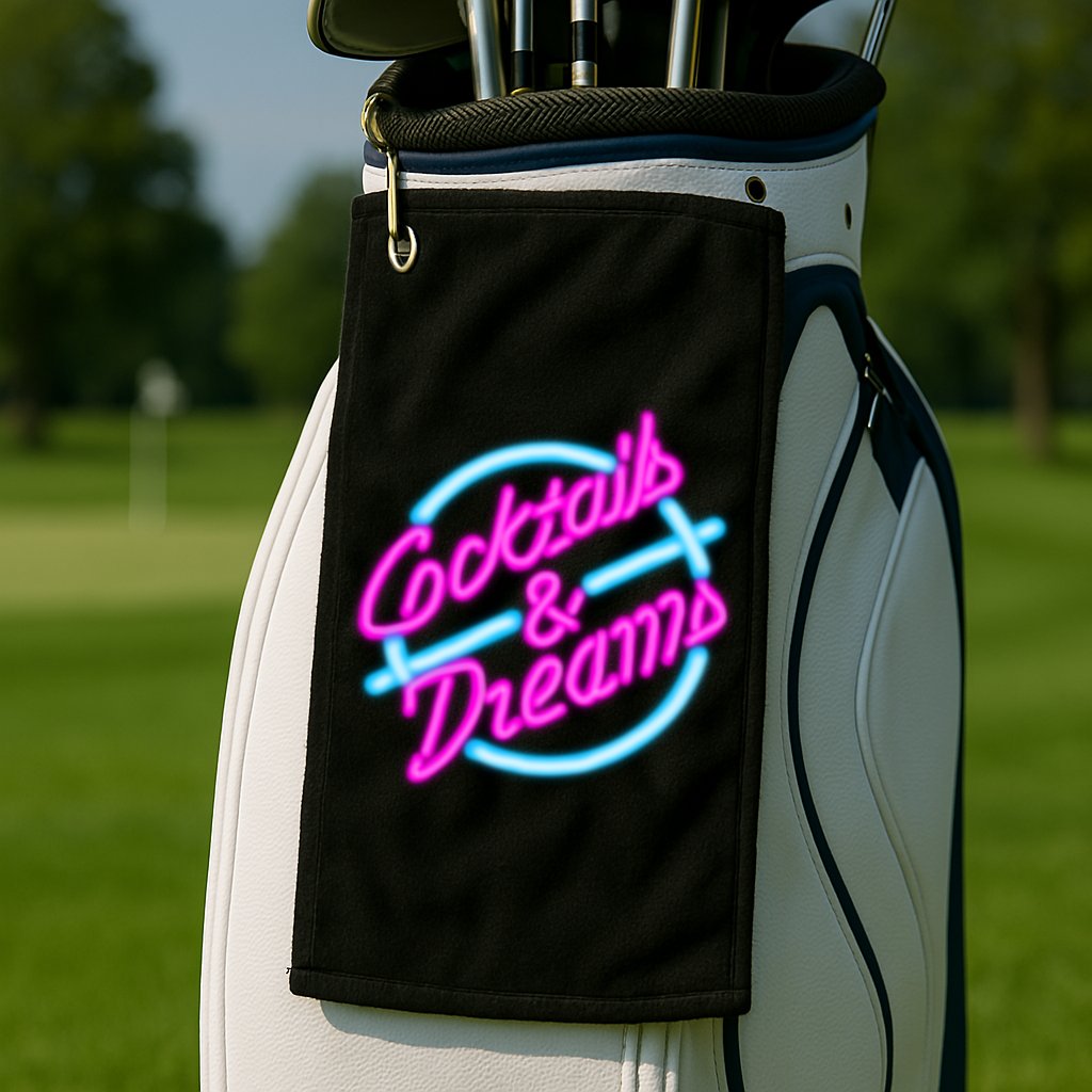 Cocktails And Dreams Retro 80s Golf Towel