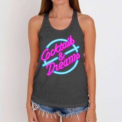 Cocktails And Dreams Retro 80s Women's Knotted Racerback Tank