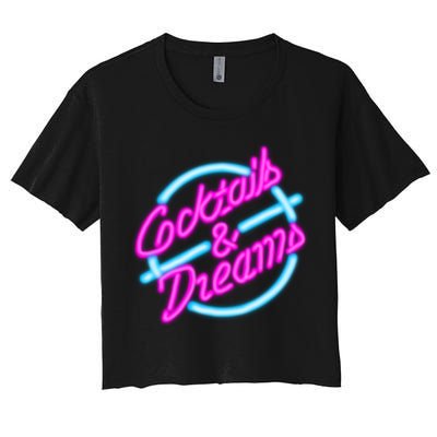 Cocktails And Dreams Retro 80s Crop Top