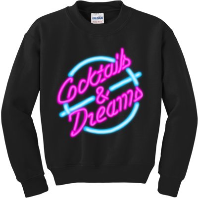 Cocktails And Dreams Retro 80s Kids Sweatshirt