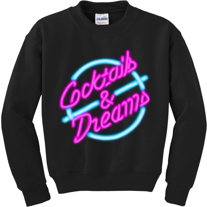 Cocktails And Dreams Retro 80s Kids Sweatshirt