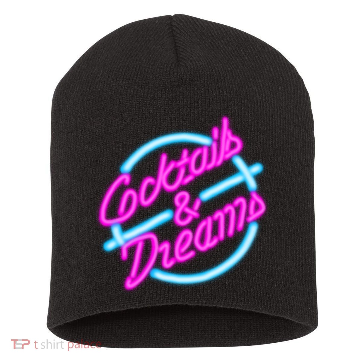 Cocktails And Dreams Retro 80s Short Acrylic Beanie