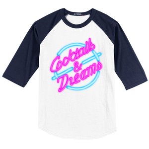 Cocktails And Dreams Retro 80s Baseball Sleeve Shirt