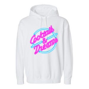 Cocktails And Dreams Retro 80s Garment-Dyed Fleece Hoodie