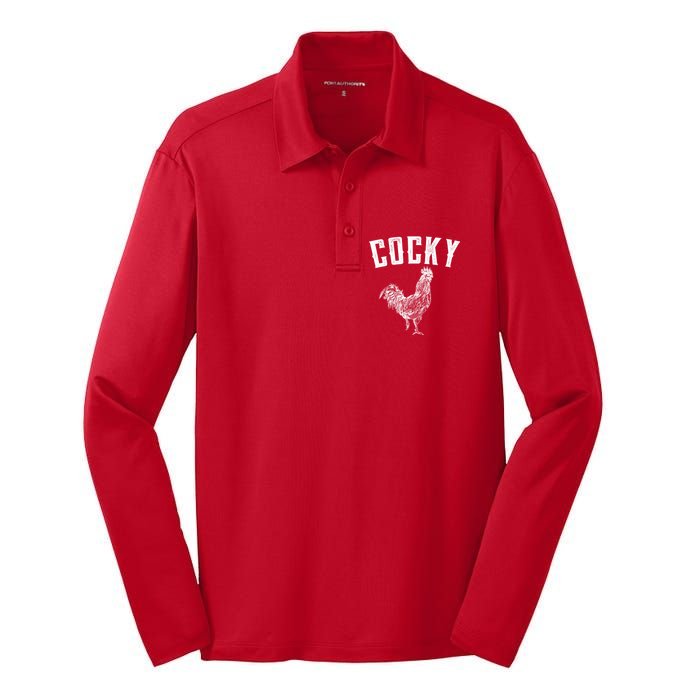 Cocky Rooster Silk Touch Performance Long Sleeve Polo