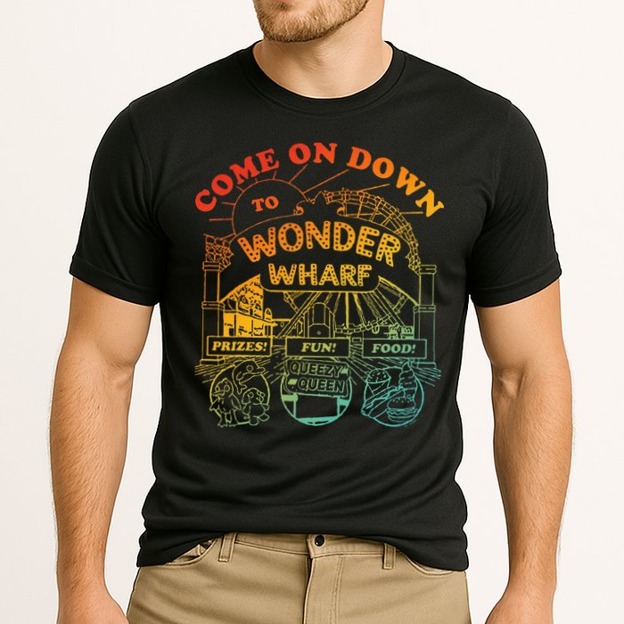 Come On Down To Wonder Wharf Prizes Fun Queezy Queen Food Cooling Performance Crew T-Shirt