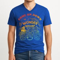 Come On Down To Wonder Wharf Prizes Fun Queezy Queen Food V-Neck T-Shirt