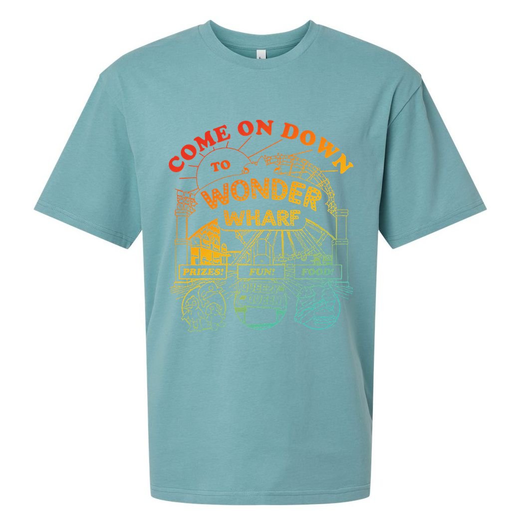 Come On Down To Wonder Wharf Prizes Fun Queezy Queen Food Sueded Cloud Jersey T-Shirt