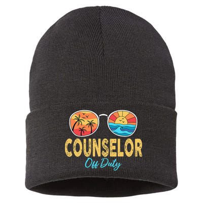 Counselor Off Duty Happy Last Day Of School Summer Sustainable Knit Beanie