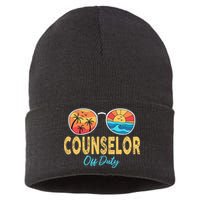 Counselor Off Duty Happy Last Day Of School Summer Sustainable Knit Beanie