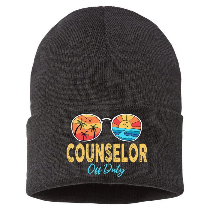 Counselor Off Duty Happy Last Day Of School Summer Sustainable Knit Beanie