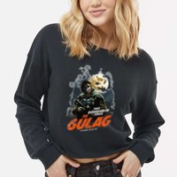 Call Of Duty Halloween Gulag Tryhards Never Die Distressed Cropped Pullover Crew
