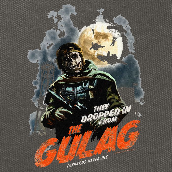 Call Of Duty Halloween Gulag Tryhards Never Die Distressed Cotton Canvas Backpack
