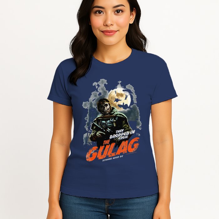 Call Of Duty Halloween Gulag Tryhards Never Die Distressed Womens T-Shirt