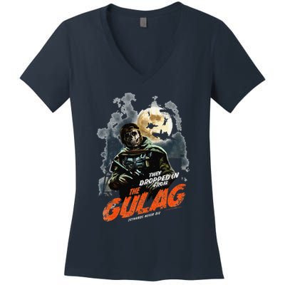 Call Of Duty Halloween Gulag Tryhards Never Die Distressed Women's V-Neck T-Shirt