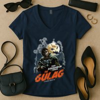 Call Of Duty Halloween Gulag Tryhards Never Die Distressed Women's V-Neck T-Shirt