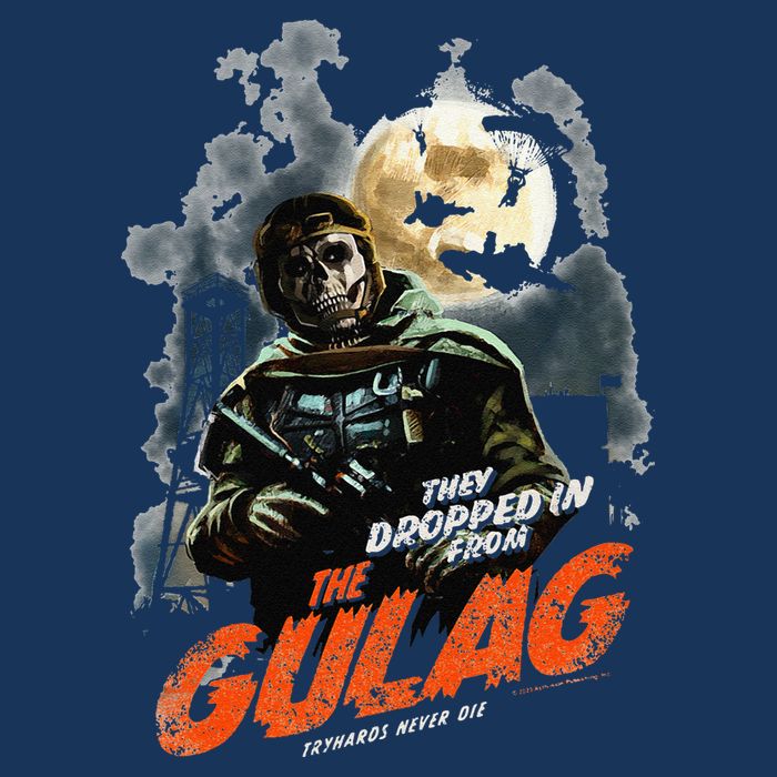 Call Of Duty Halloween Gulag Tryhards Never Die Distressed Women's V-Neck T-Shirt