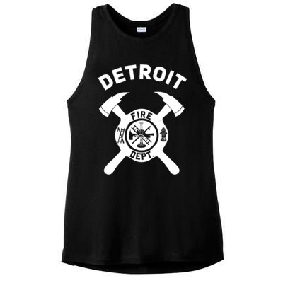 City Of Detroit Fire Departt Michigan Firefighter Gift Ladies PosiCharge Tri-Blend Wicking Tank