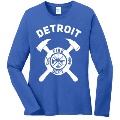 City Of Detroit Fire Departt Michigan Firefighter Gift Ladies Long Sleeve Shirt