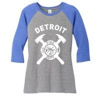 City Of Detroit Fire Departt Michigan Firefighter Gift Women's Tri-Blend 3/4-Sleeve Raglan Shirt