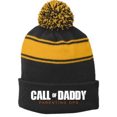Call Of Daddy Parenting Ops Dad Stripe Pom Pom Beanie