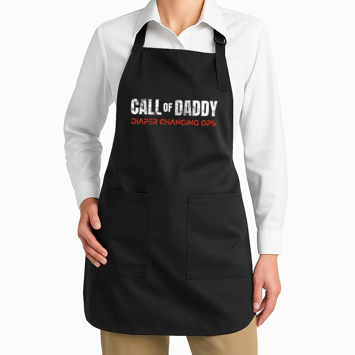Call Of Daddy Diaper Changing Duty Ops FatherS Day Papa Dad Full-Length Apron With Pockets