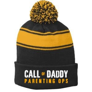 Call Of Daddy Parenting Ops Apparel Funny Dad Apparel From S Stripe Pom Pom Beanie