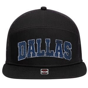 City Of Dallas Texas Varsity Style Distressed Design 7 Panel Mesh Trucker Snapback Hat