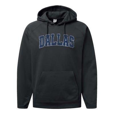 City Of Dallas Texas Varsity Style Distressed Design Performance Fleece Hoodie