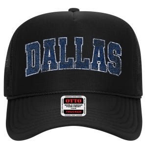 City Of Dallas Texas Varsity Style Distressed Design High Crown Mesh Back Trucker Hat