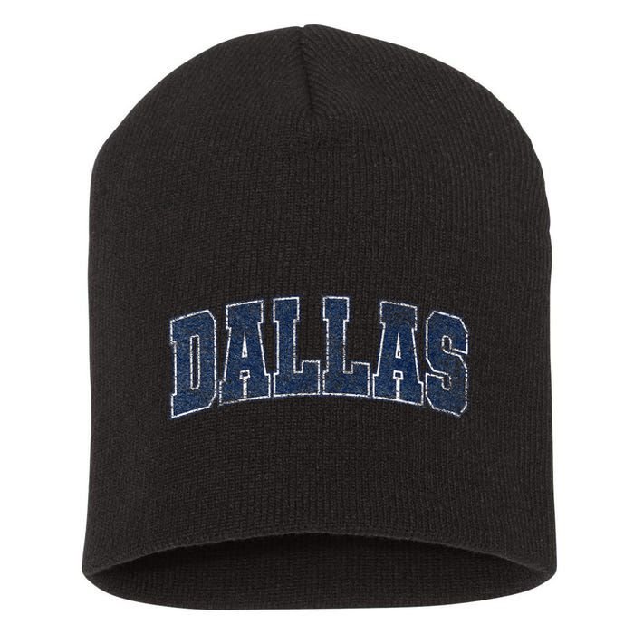 City Of Dallas Texas Varsity Style Distressed Design Short Acrylic Beanie