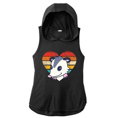 Cute Opossum Design Retro Heart Shape Vintage Ladies PosiCharge Tri-Blend Wicking Draft Hoodie Tank